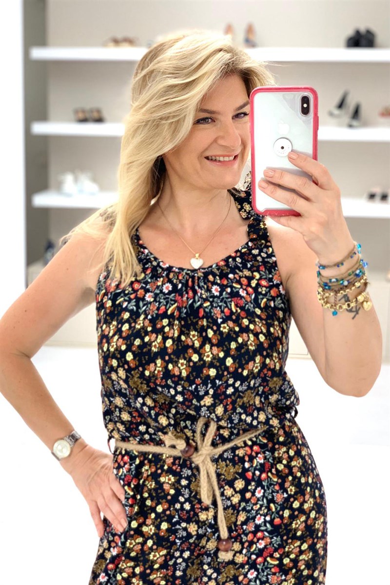 Try- Sıfır Kol Çiçek Elbise