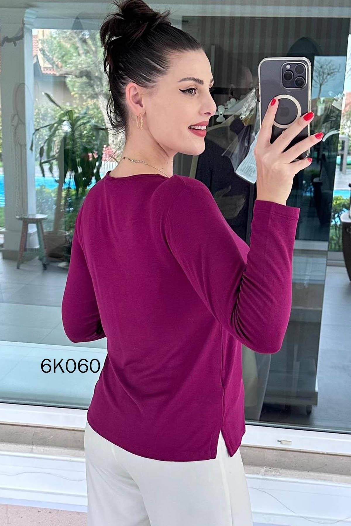 V Yaka Çilek Kumaş Bluz