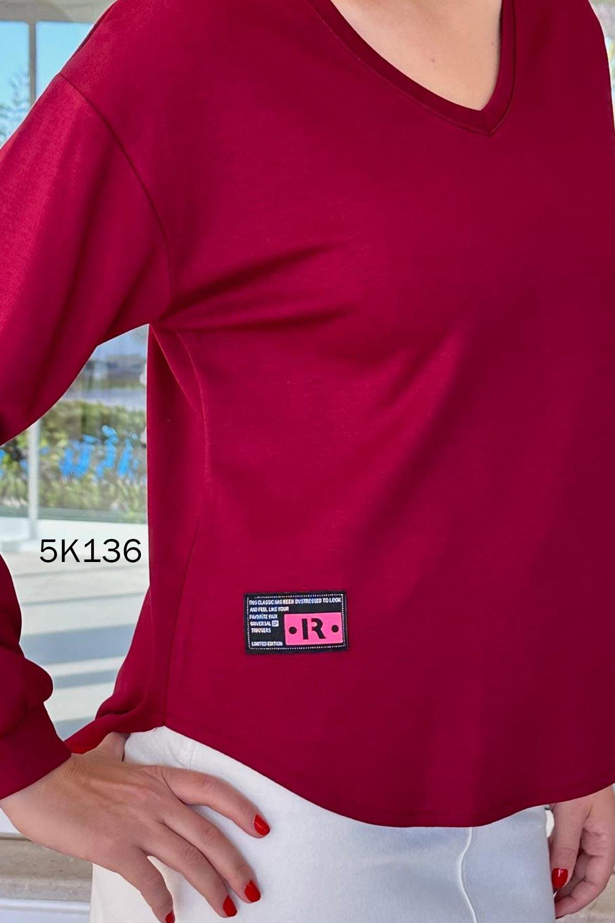 V Yaka Modal Kumaş Sweatshirt