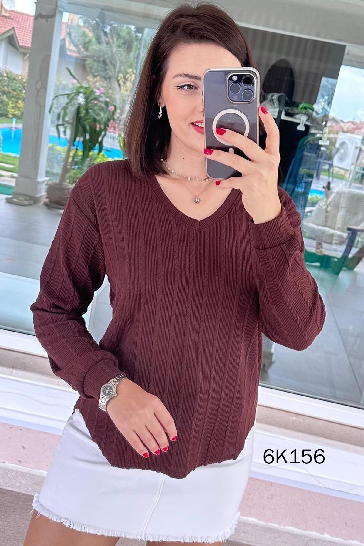 V Yaka Veronica Triko Bluz