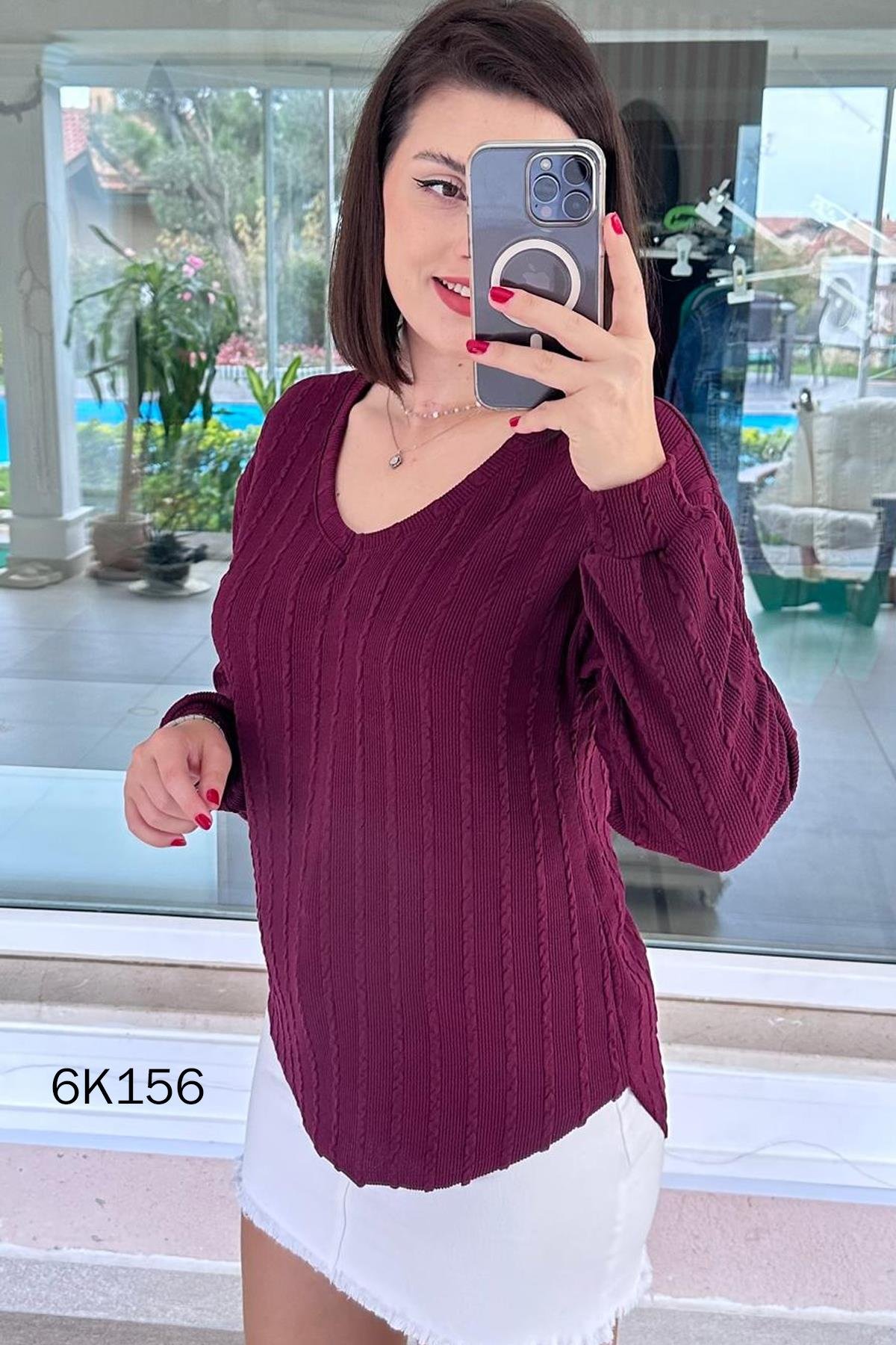 V Yaka Veronica Triko Bluz