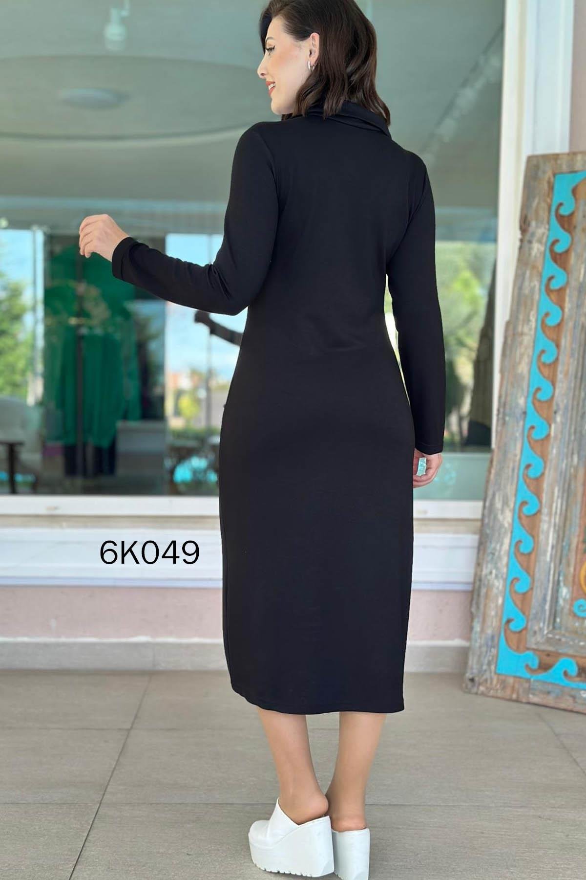 Yakası Fermuarlı Modal Elbise