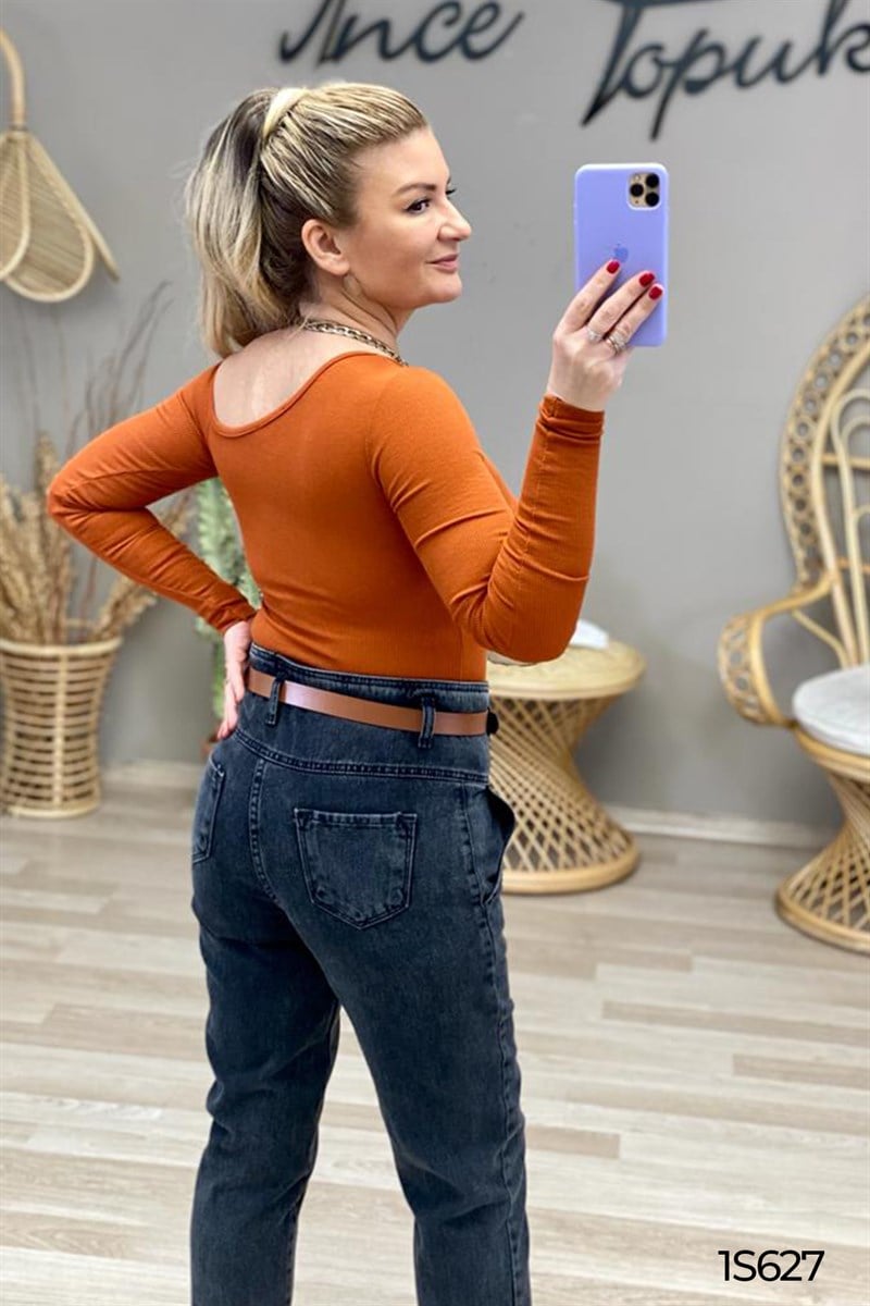 Yan Omuz Detay Likralı Body