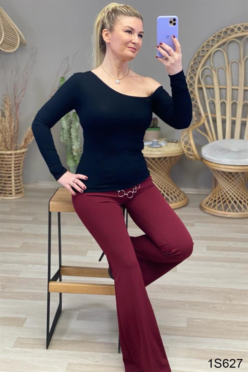 Yan Omuz Detay Likralı Body