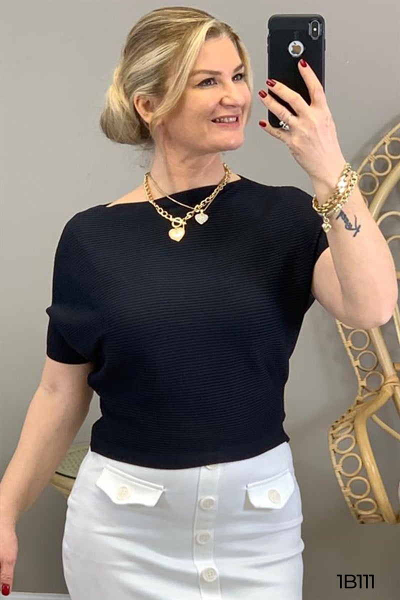 Yarasa Kol Crop Top Bluz