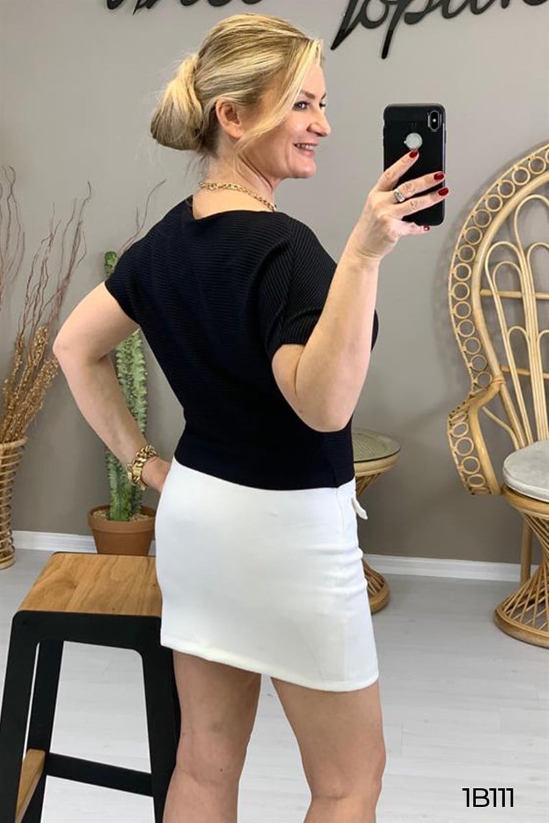 Yarasa Kol Crop Top Bluz
