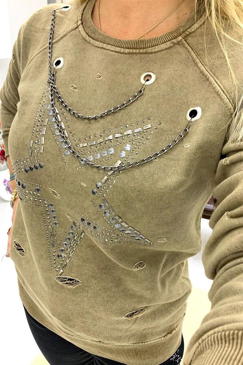 Yıldız Baskılı Sweat Shirt