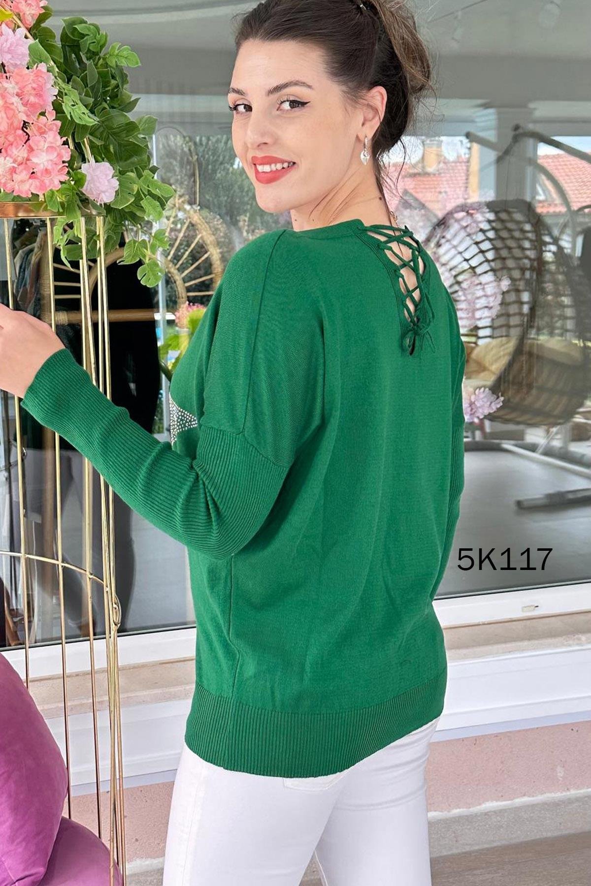 Yıldız Taş Baskılı Triko Bluz