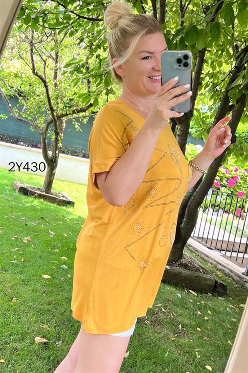 Zikzak Taş Başkılı  Bluz