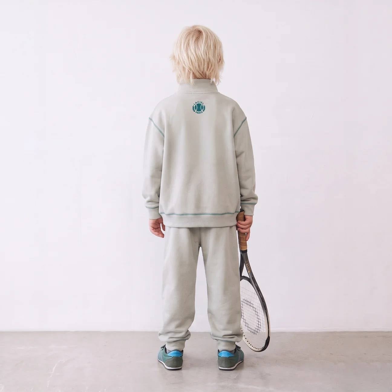  Erkek Çocuk Tenis Baskılı Dik Yaka Sweatshirt Ve Jogger Eşofman Takımı