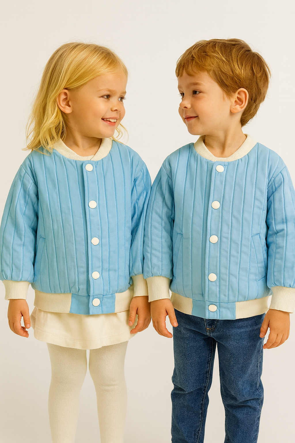 Unisex Kapitone Cıtcıtlık Ceket Mavi