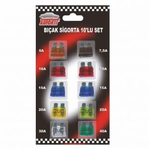 AUTOKIT BIÇAK SİGORTA 10 LU SET JAPON+NORMAL