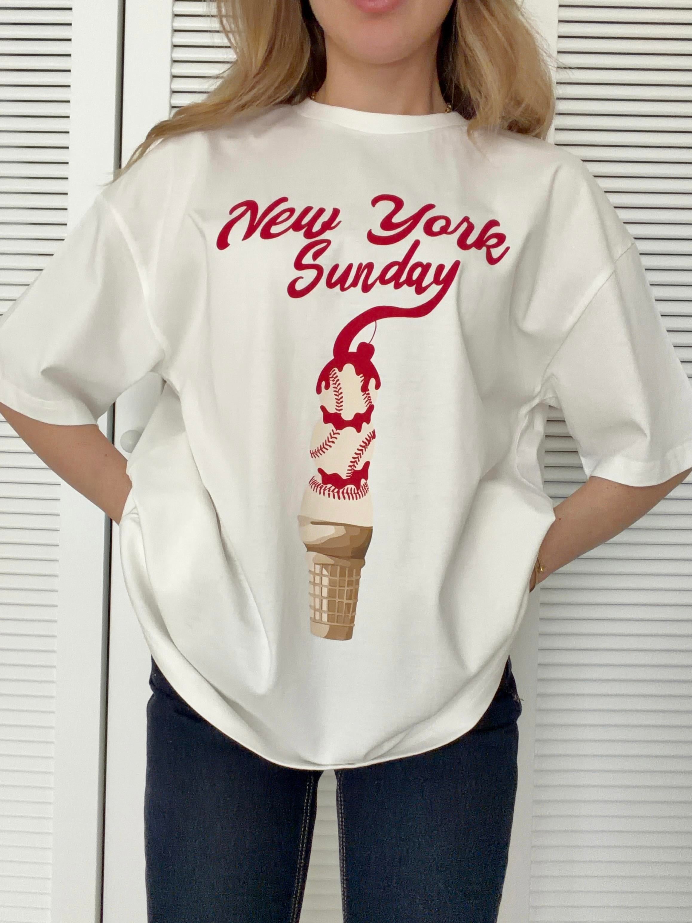 Baskı Detaylı Tshirt Ekru NEW YORK SUNDAY