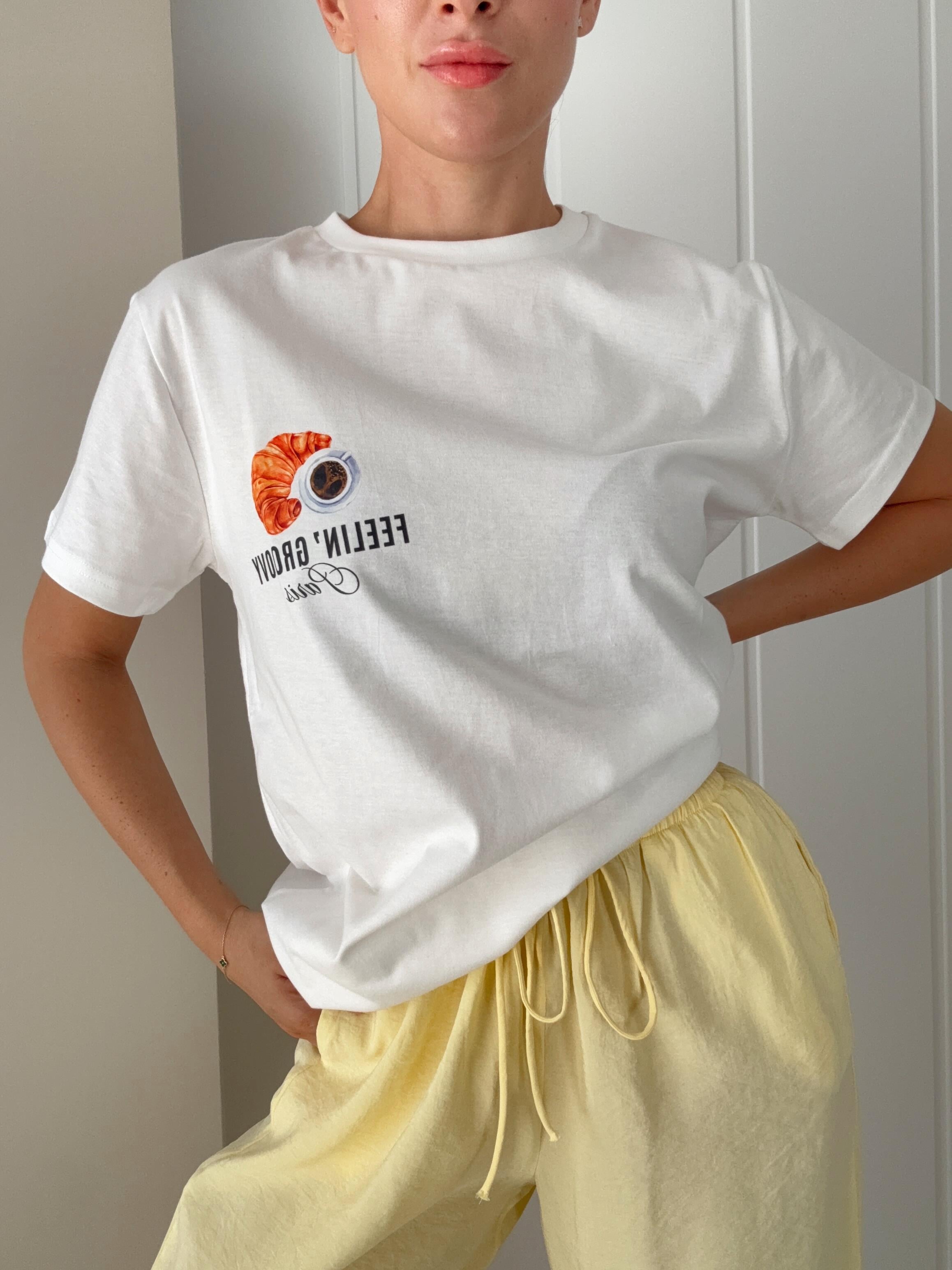 Baskılı Tshirt Oversize Ekru PARIS 