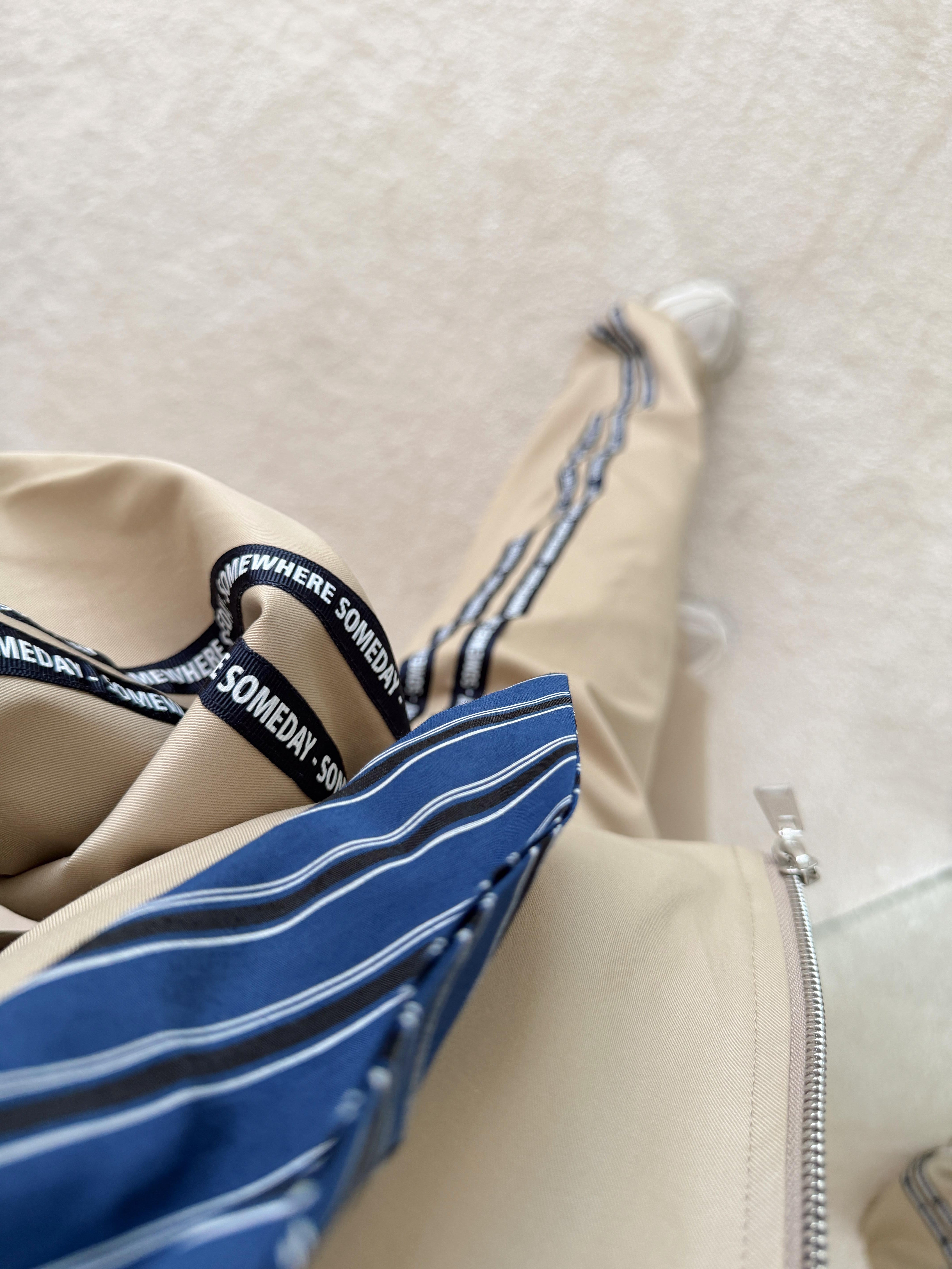 Bel Detaylı Baskı Şerit Pantolon Krem