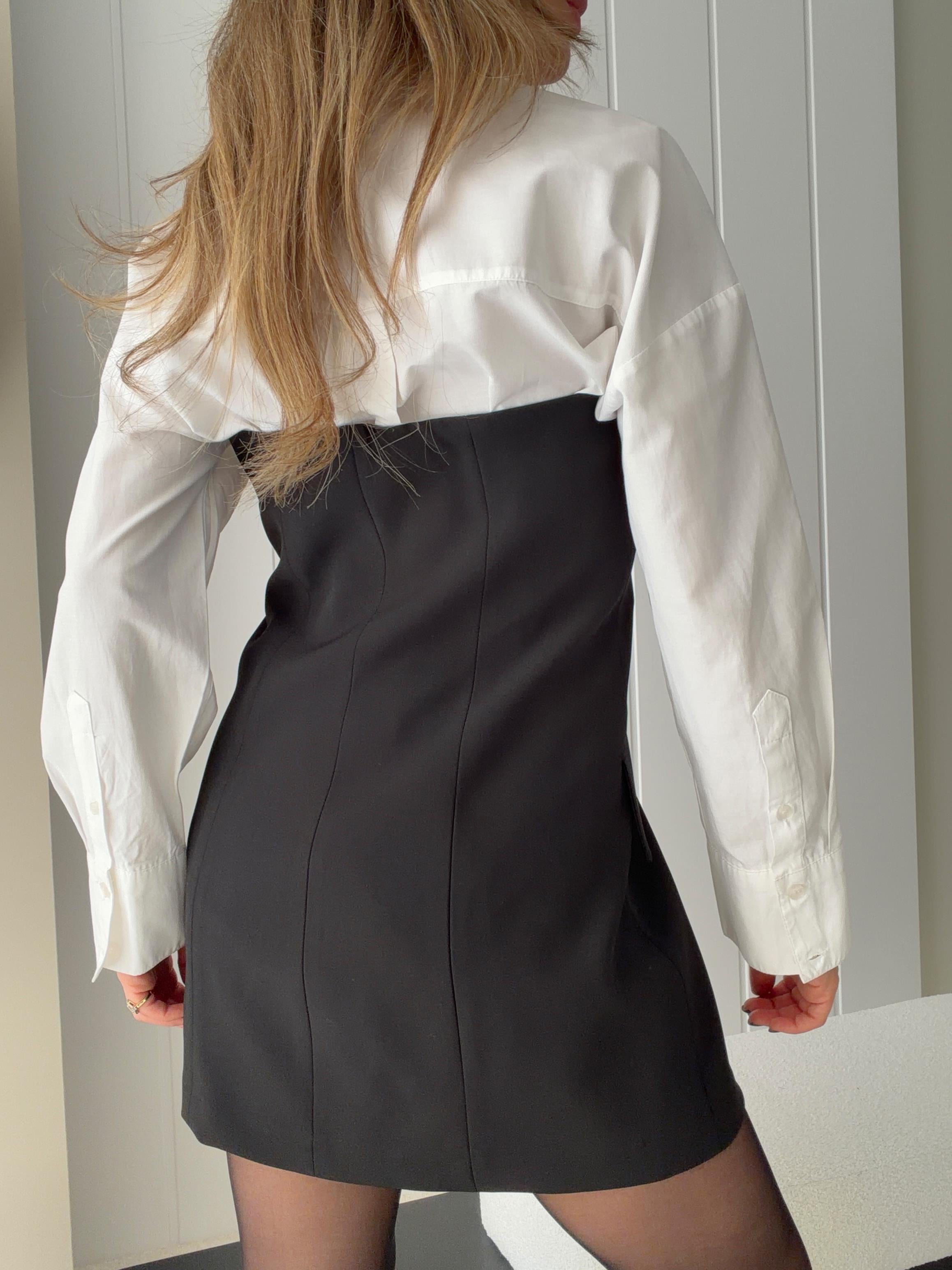 Blazer Halter Yaka Mini Elbise Siyah