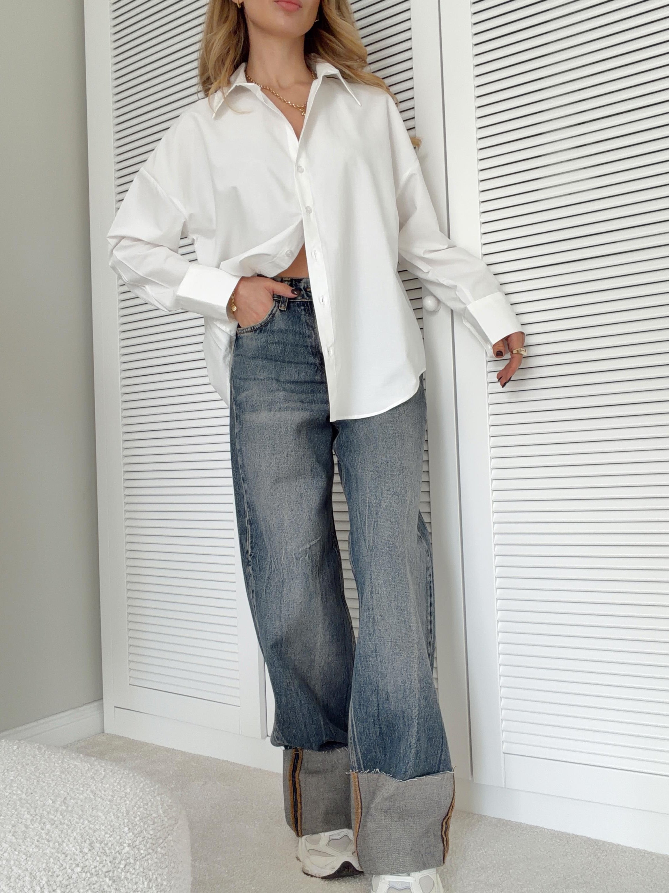 Katlı Paça Detaylı Jean Pantolon