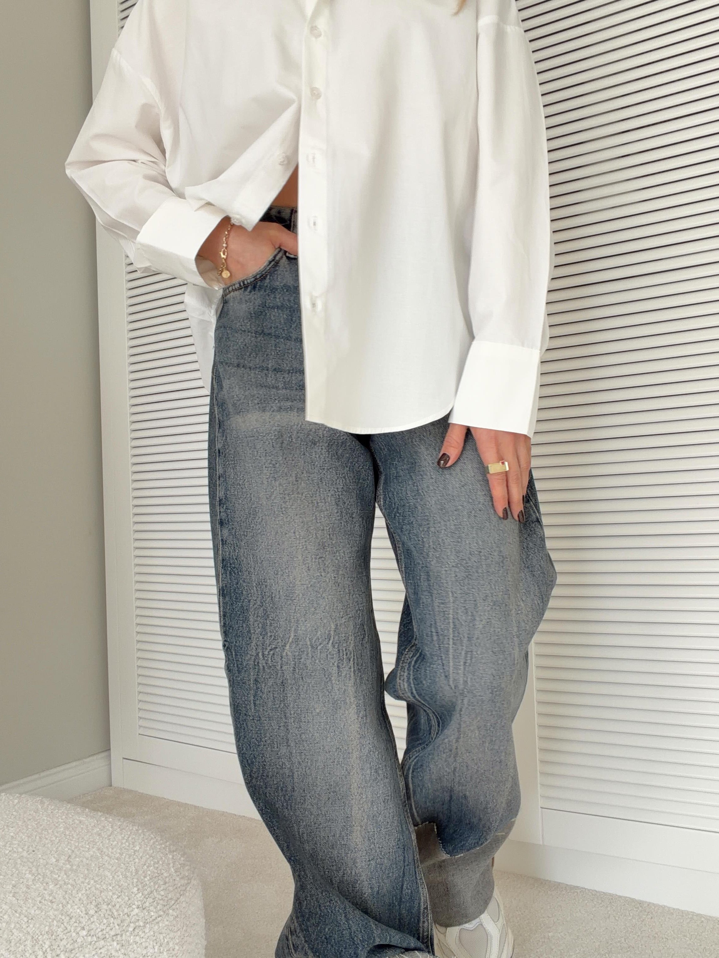 Katlı Paça Detaylı Jean Pantolon