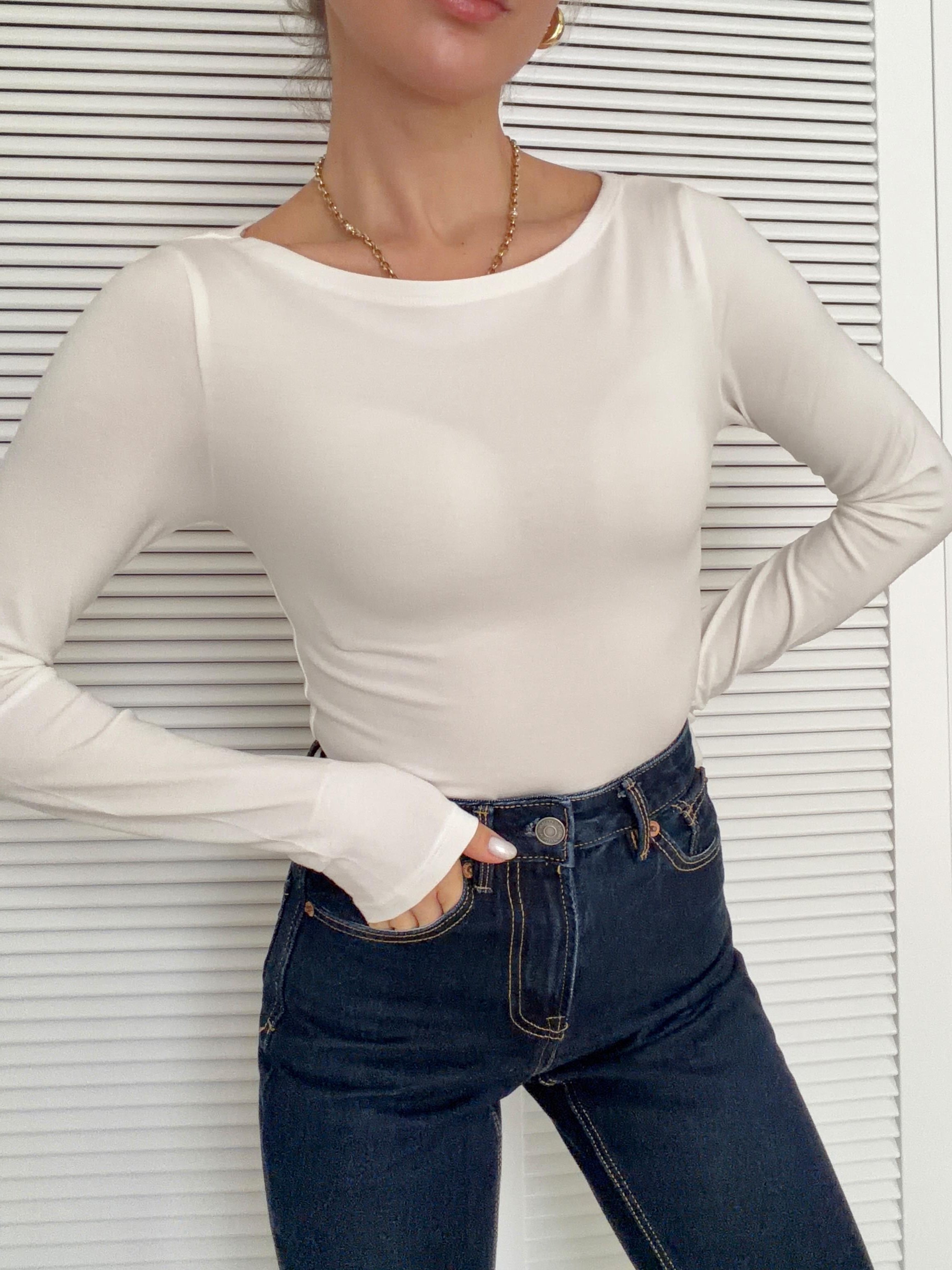 Kayık Yaka Bodysuit Ekru