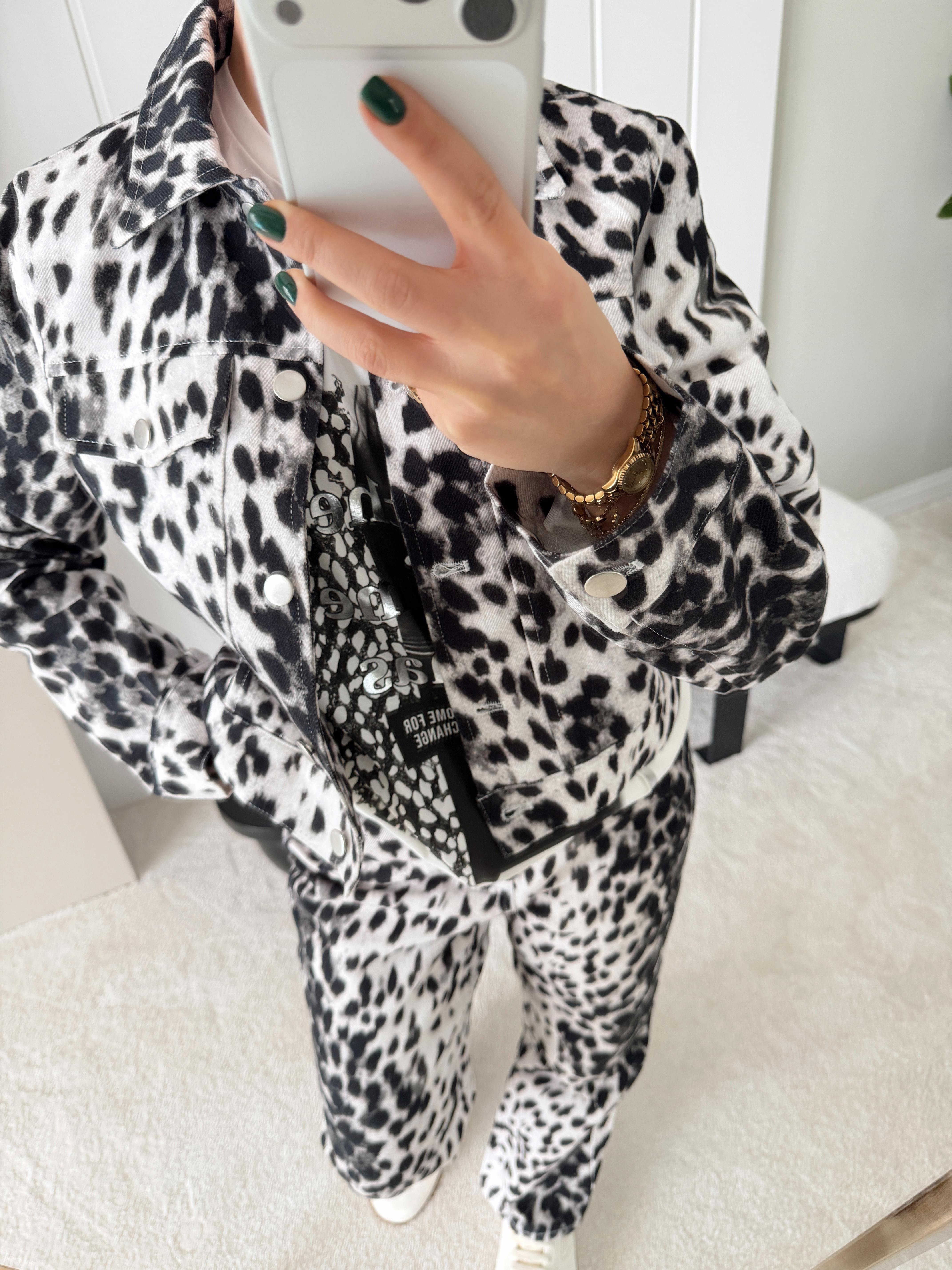 Leopar Desen Pantolon Siyah