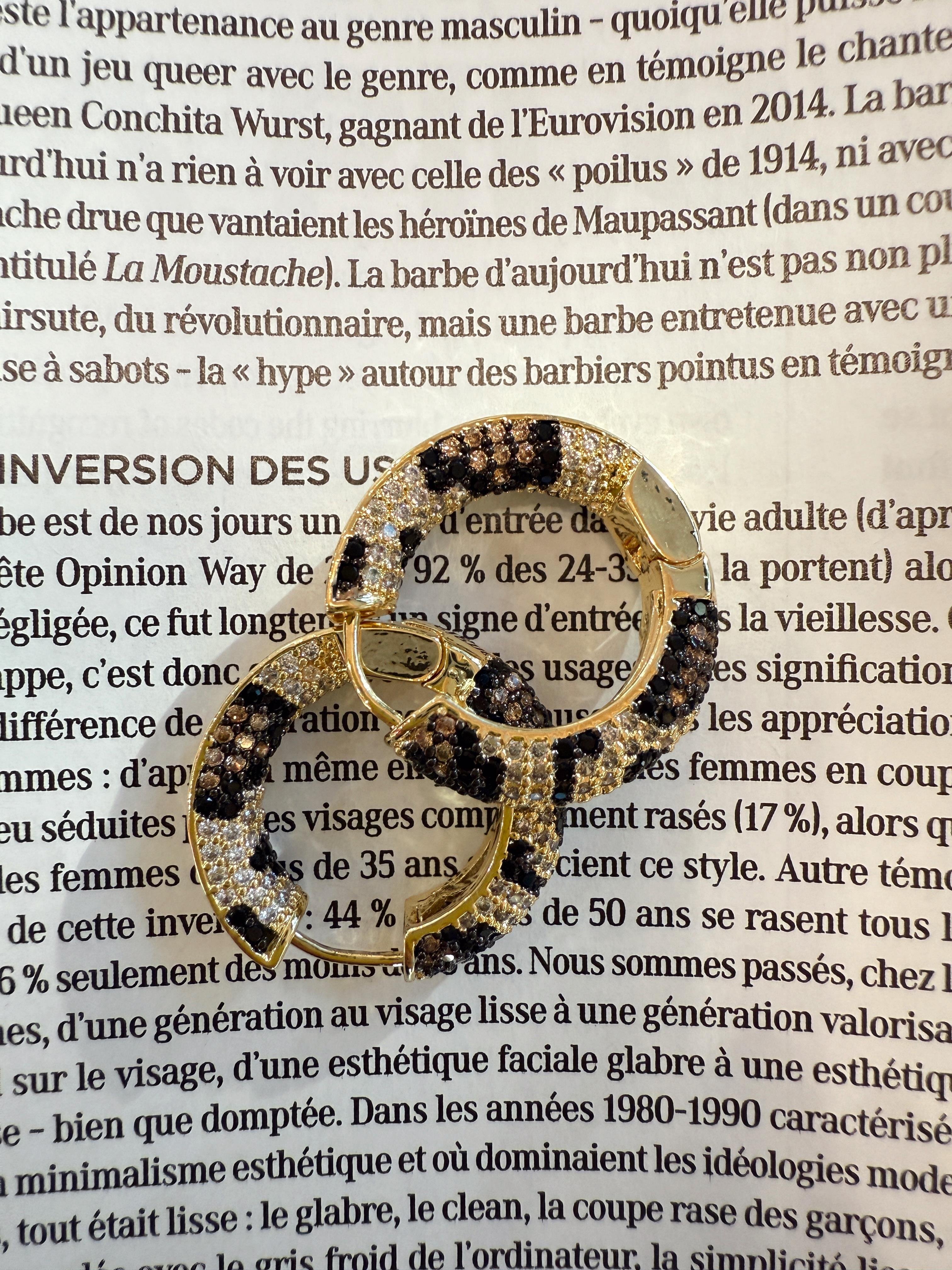 Leopar Desen Taşlı Küpe Gold