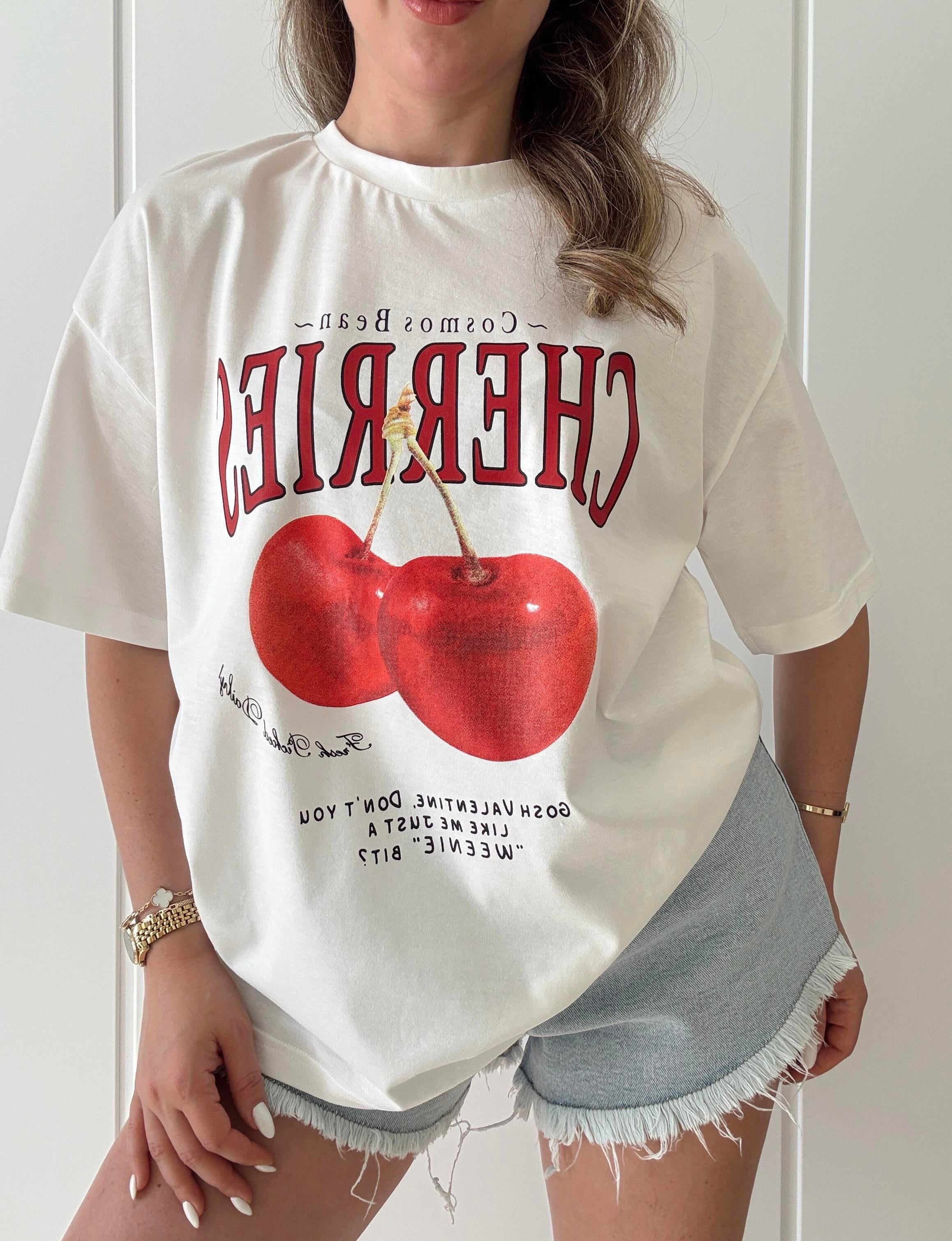 Oversize Baskılı Tshirt Cherries