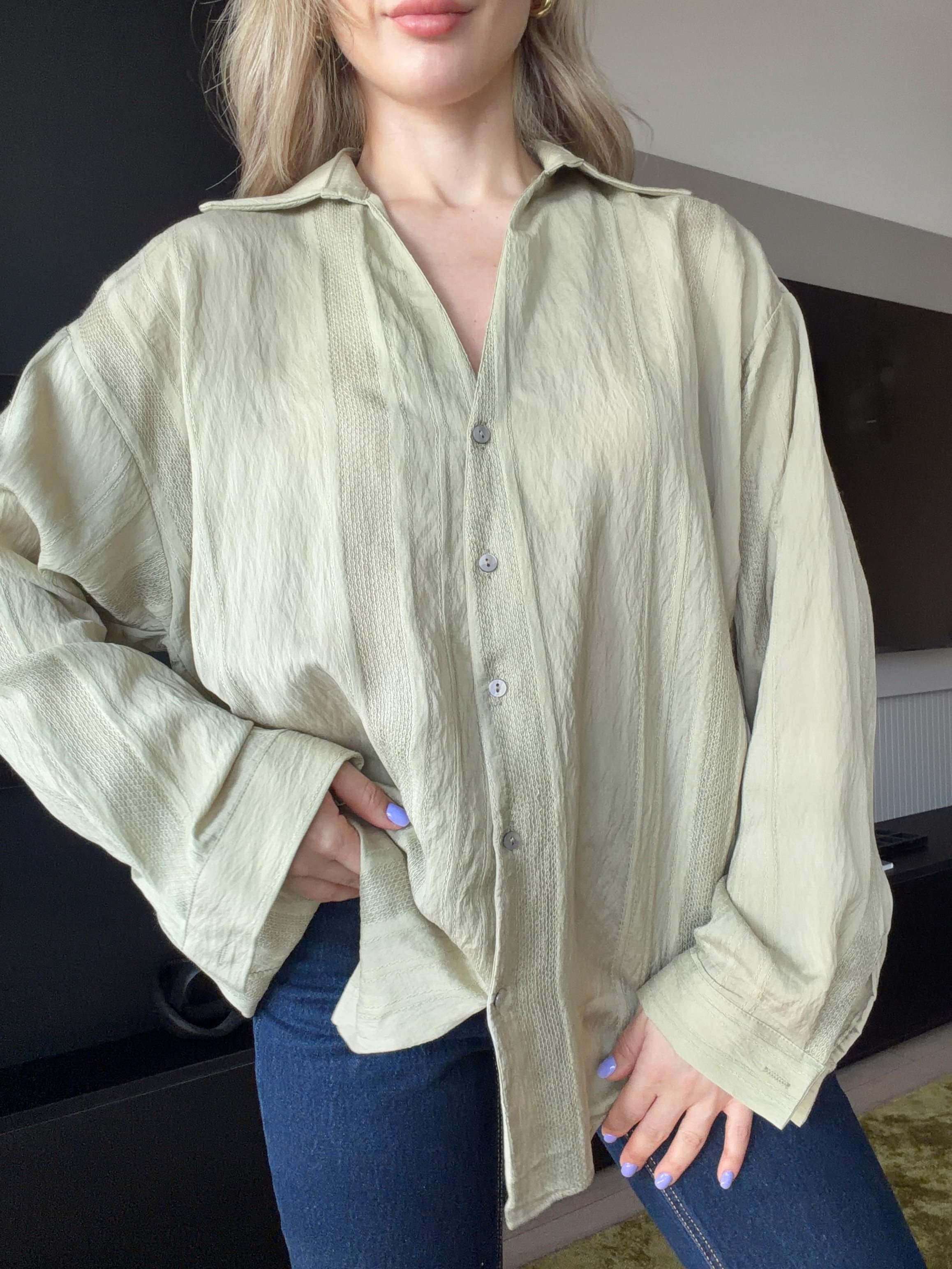 Oversize Gömlek Adaçayı Yeşili
