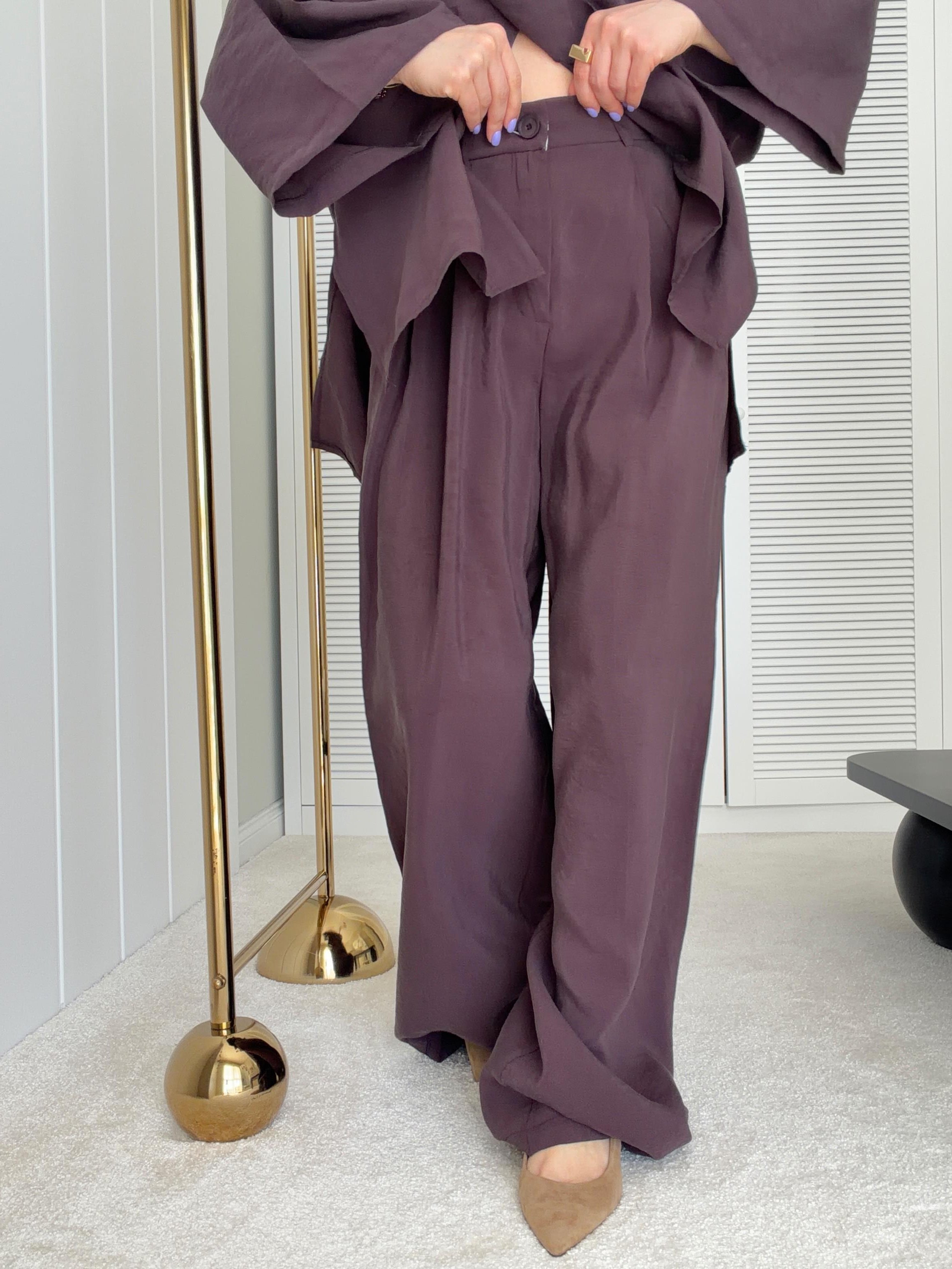 Oversize Gömlek ve Rahat Kalıp Dökümlü Pantolon Bordo