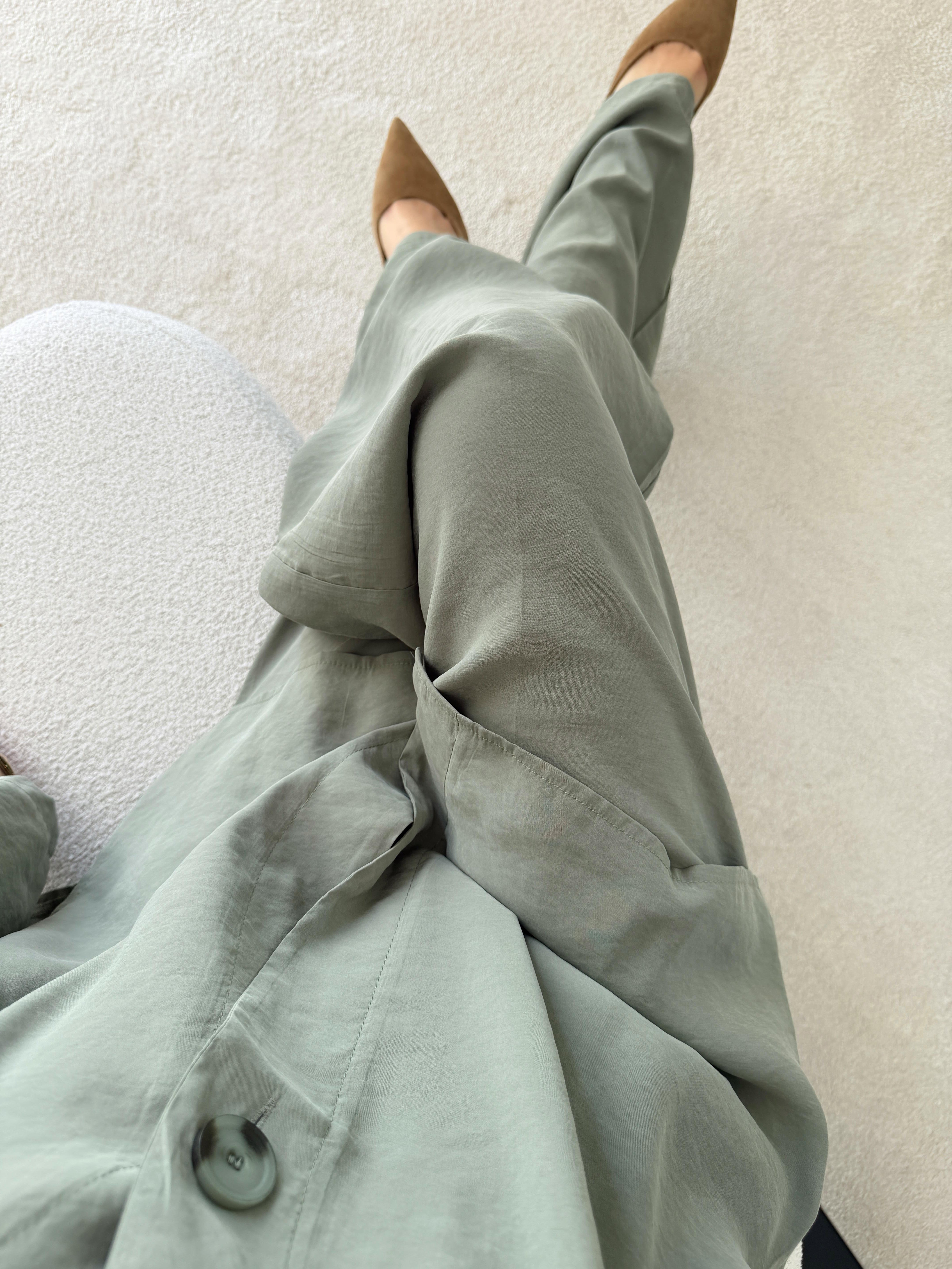 Oversize Gömlek ve Rahat Kalıp Dökümlü Pantolon Yeşil
