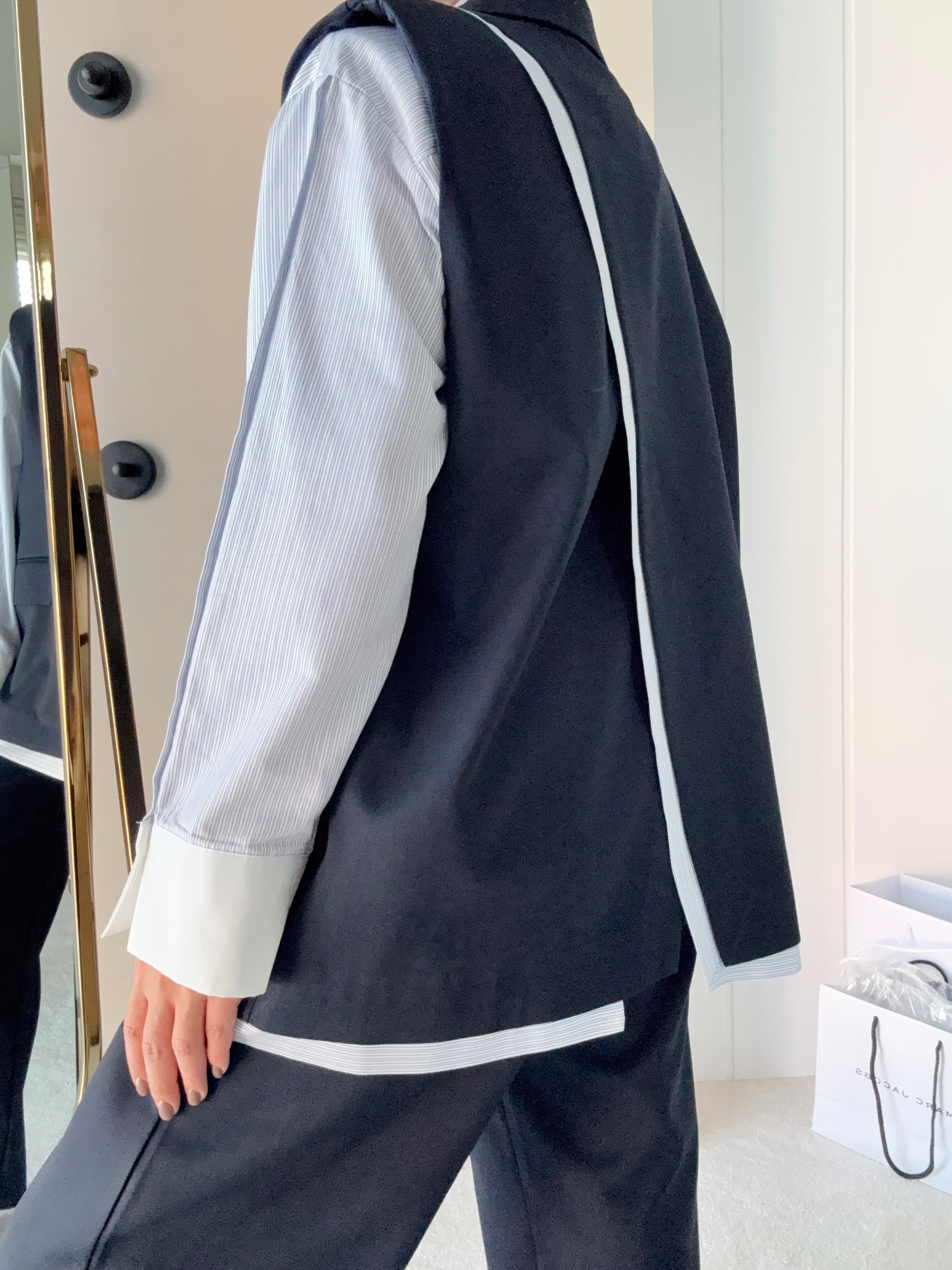 Tasarım Kesim Oversize Yelek Lacivert