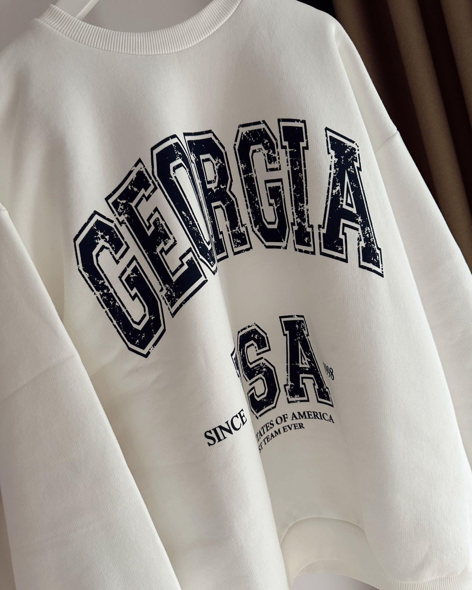 USA Baskılı Sweatshirt Oversize