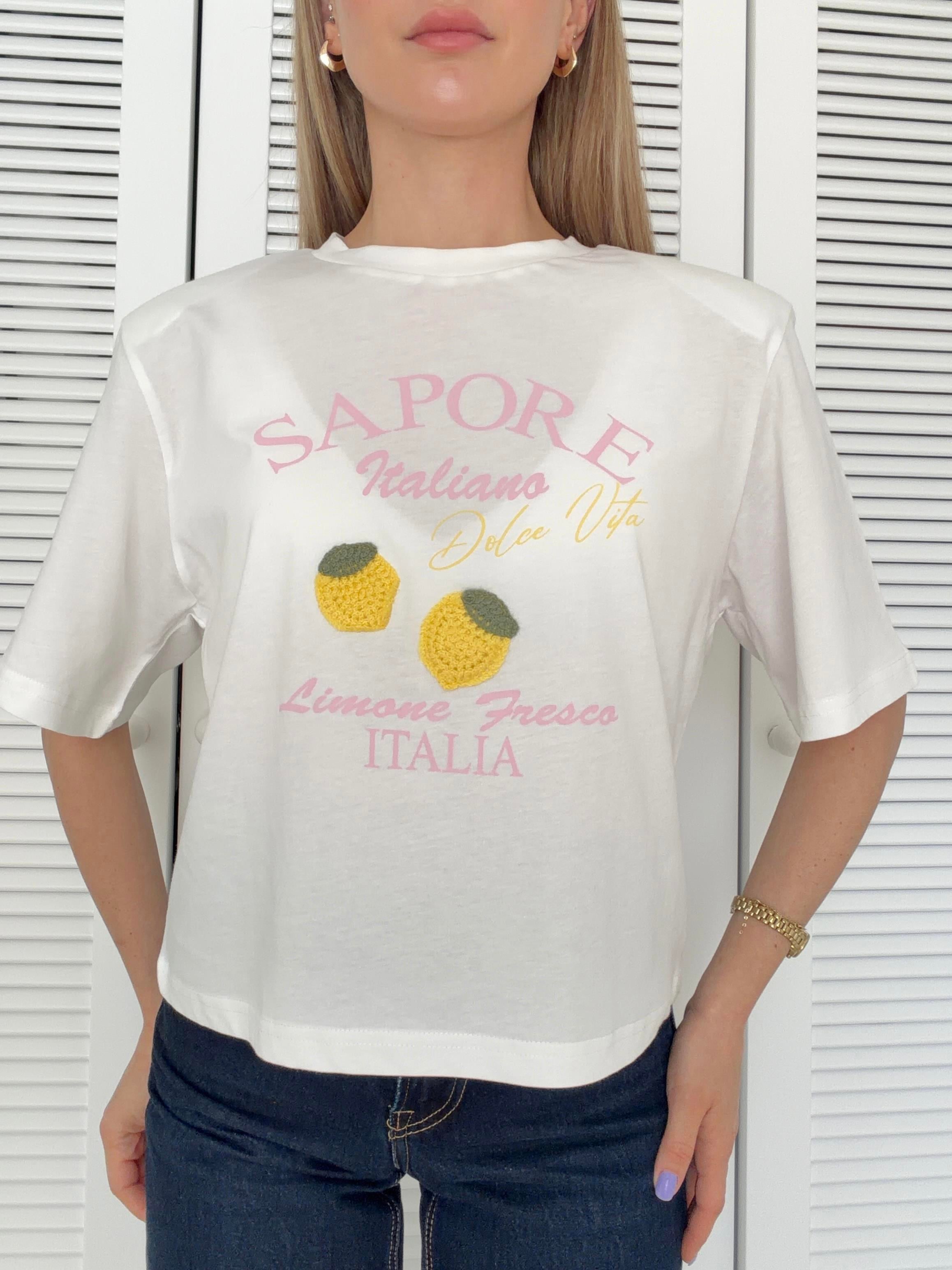 Vatkalı ve Baskılı Tshirt Ekru