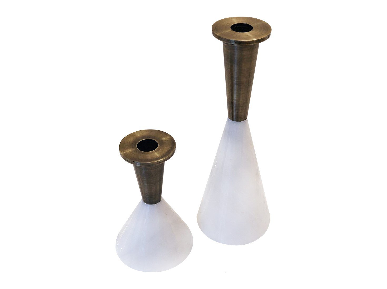 'Conic' Beyaz Mermer Şamdan Set