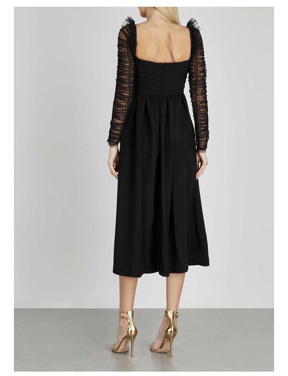 Metallic flocked chiffon midi dress