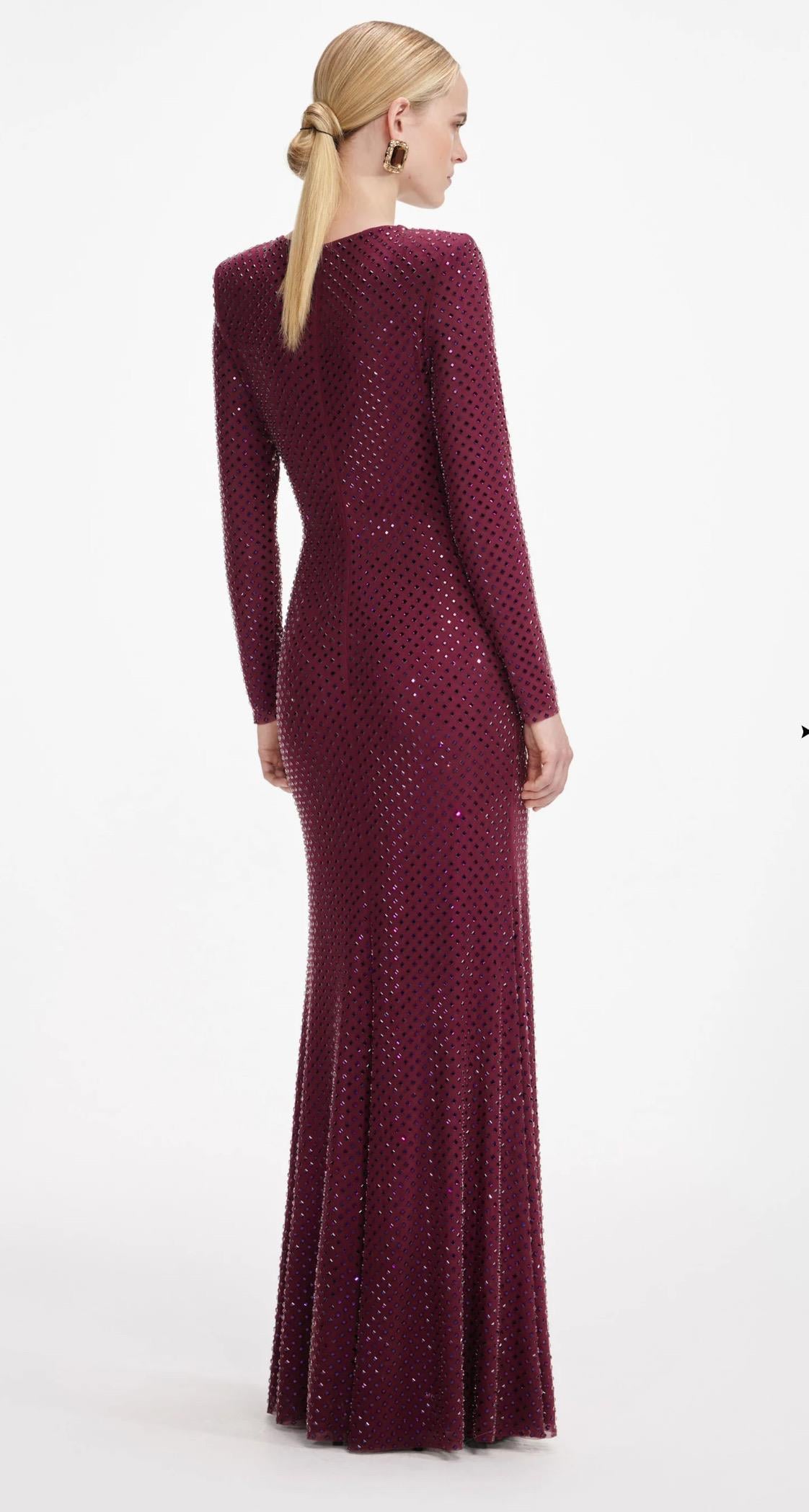 TASARIM BORDO TAŞLI MAXİ ELBİSE