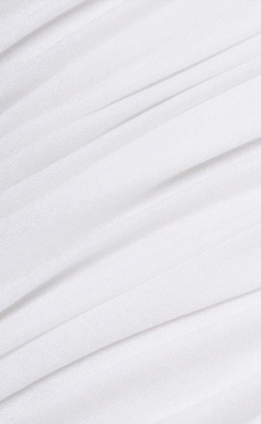 TASARIM DRAPE DETAYLI OMUZLARI AÇIK MİDİ ELBİSE