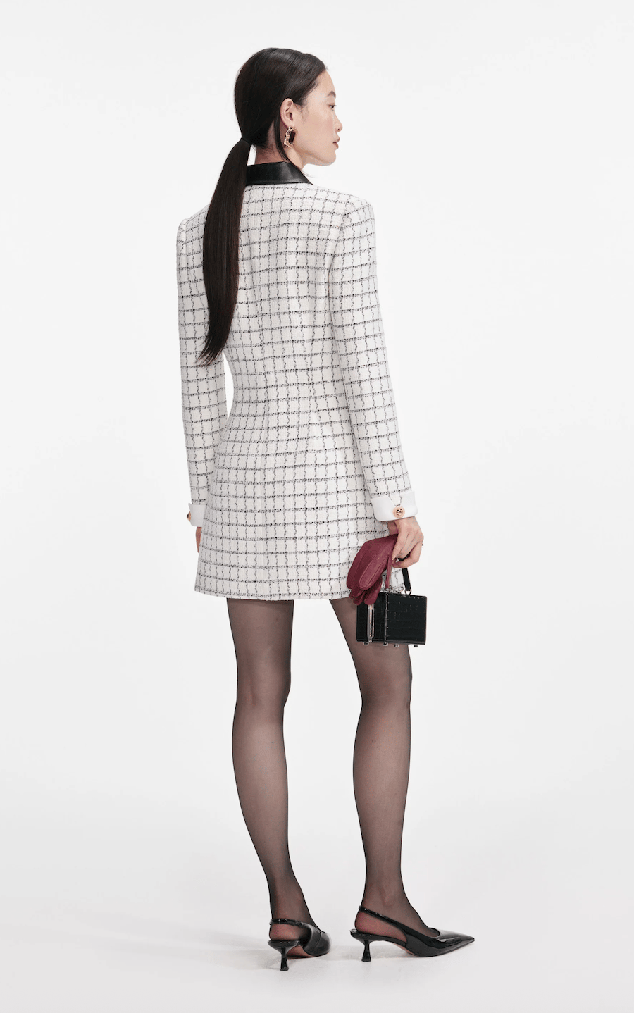 TASARIM GOLD DÜĞME VE DERİ DETAYLI TÜVİT MİNİ ELBİSE