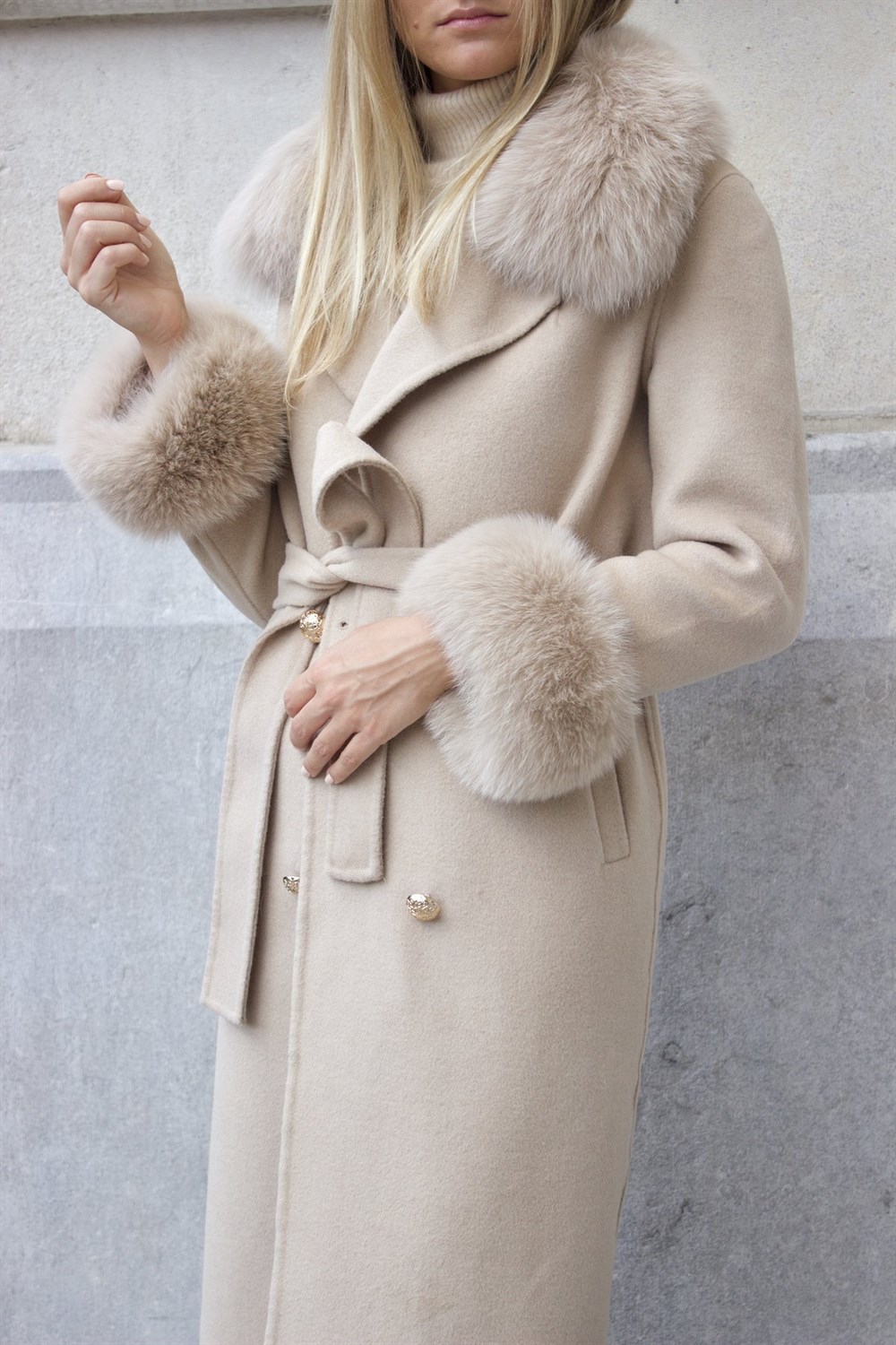 WOOL CASHMERE COAT NUDE