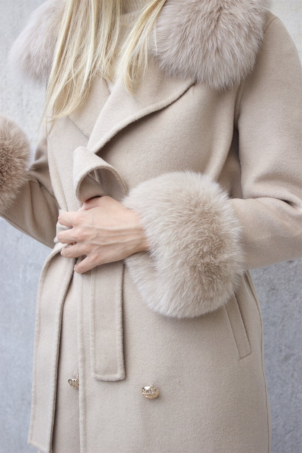 WOOL CASHMERE COAT NUDE