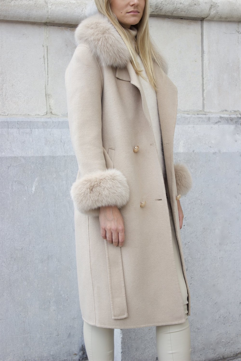 WOOL CASHMERE COAT NUDE