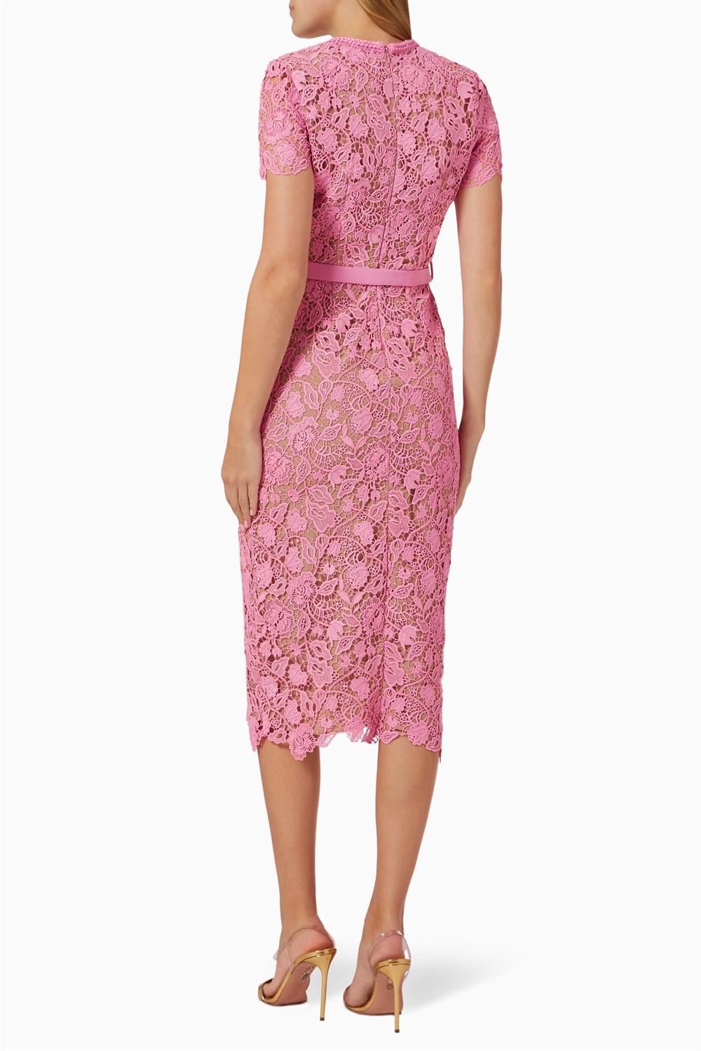  LACE MIDI DRESS WITH BELT IN BLACK 