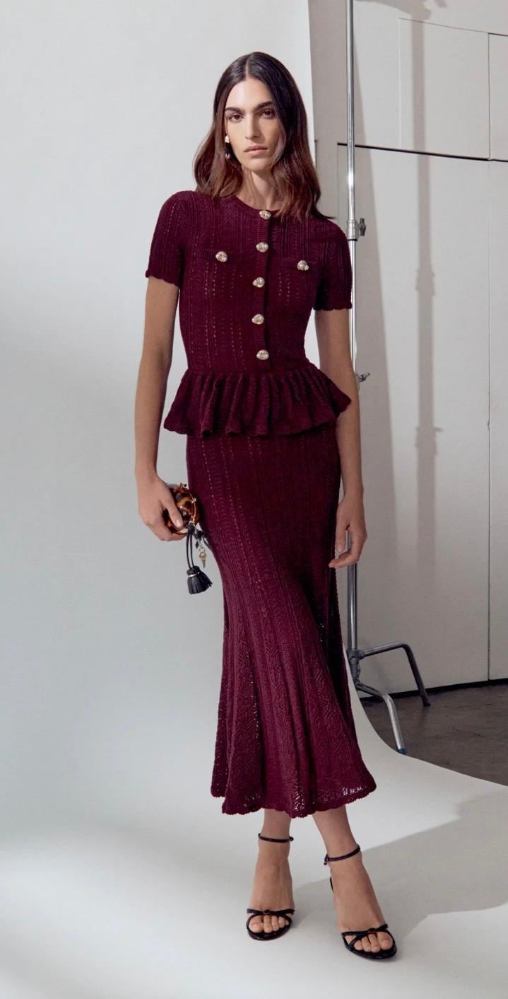 TASARIM PEPLUM BORDO TRİKO MİDİ ELBİSE