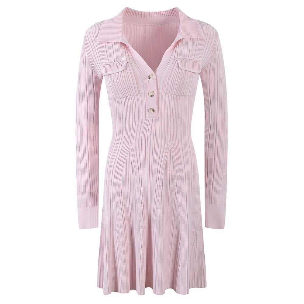 TASARIM TRİKO PEMBE MİNİ ELBİSE