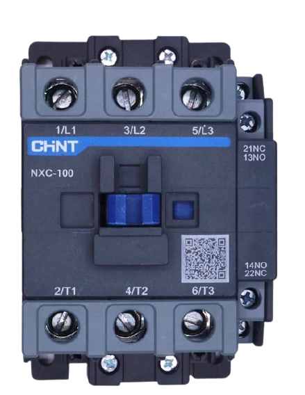 NXC-100 220V AC bobinli 3 kutuplu kontaktör 45kW 100A (AC-3) 1NA+1NK yardımcı kontaklı