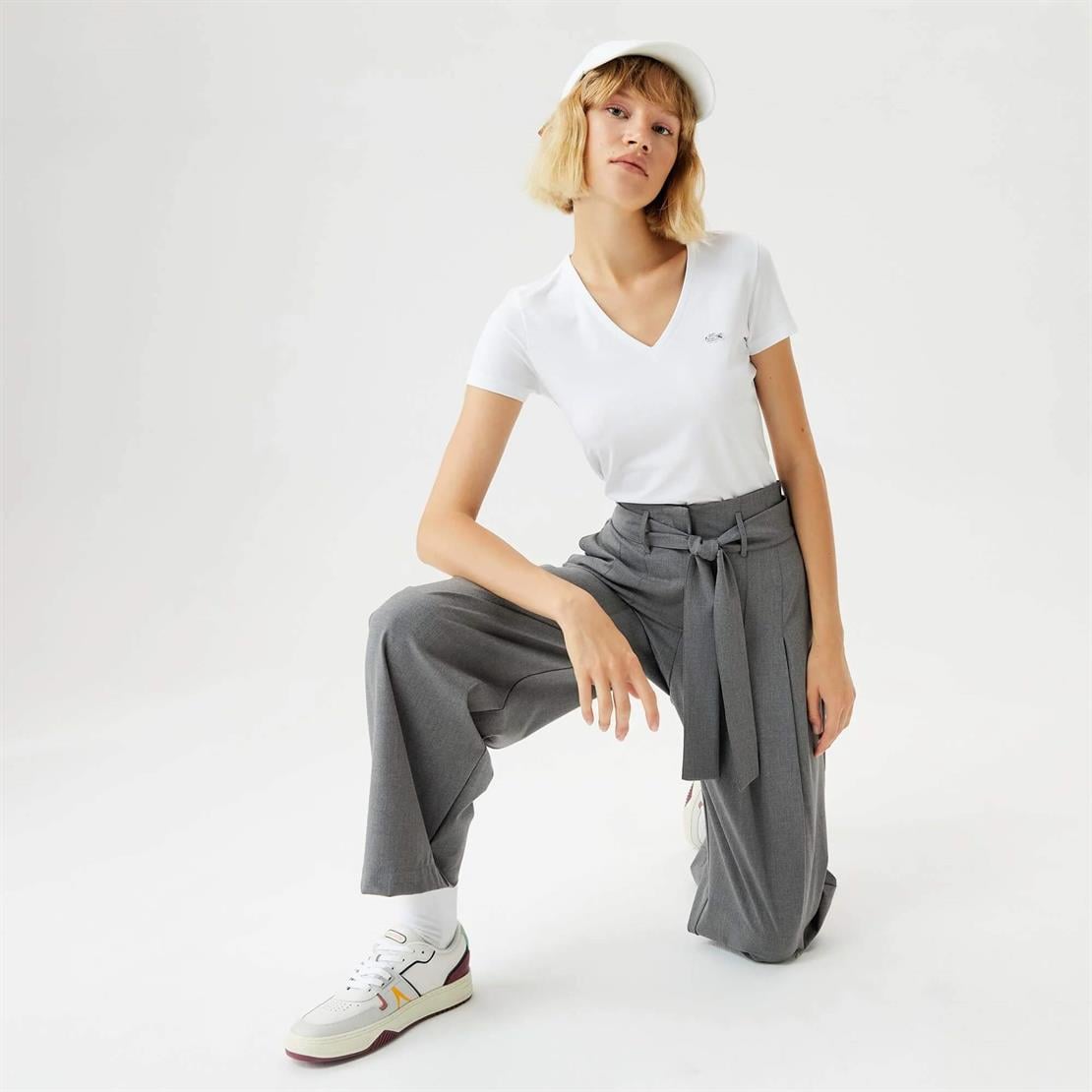 Lacoste Lacoste Kadın Slim Fit V Yaka T-Shirt