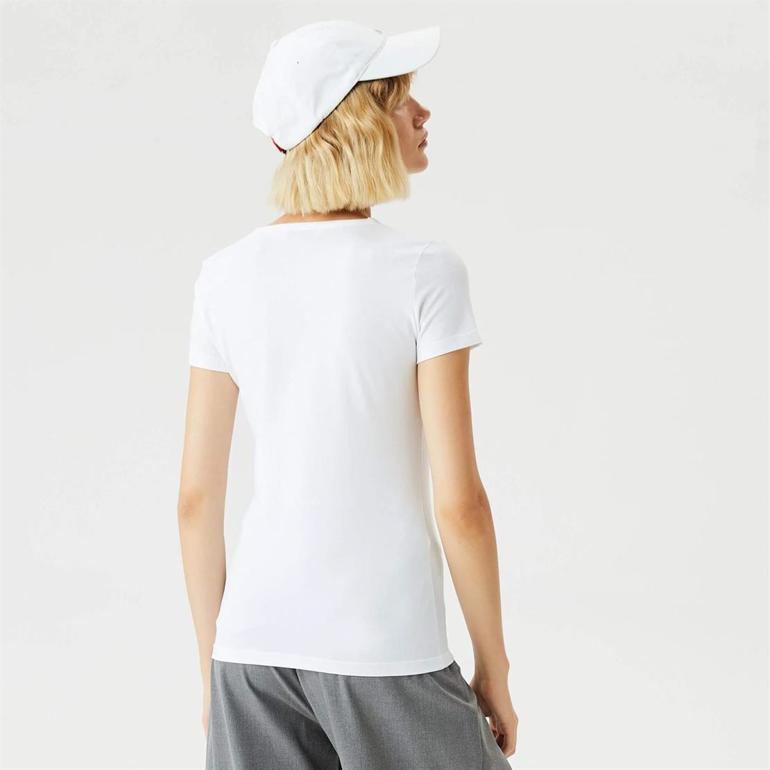 Lacoste Lacoste Kadın Slim Fit V Yaka T-Shirt