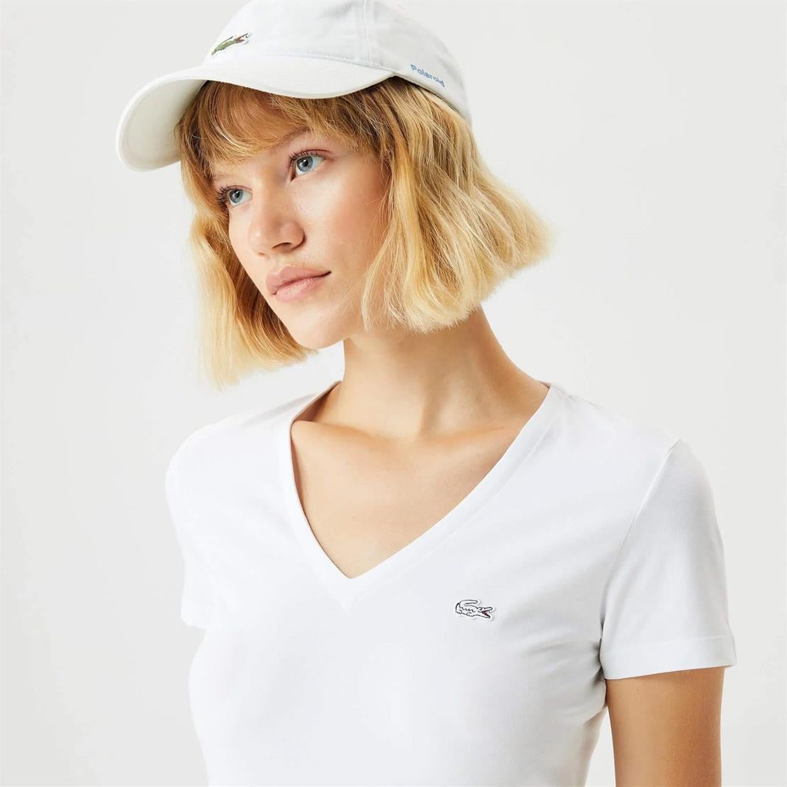 Lacoste Lacoste Kadın Slim Fit V Yaka T-Shirt