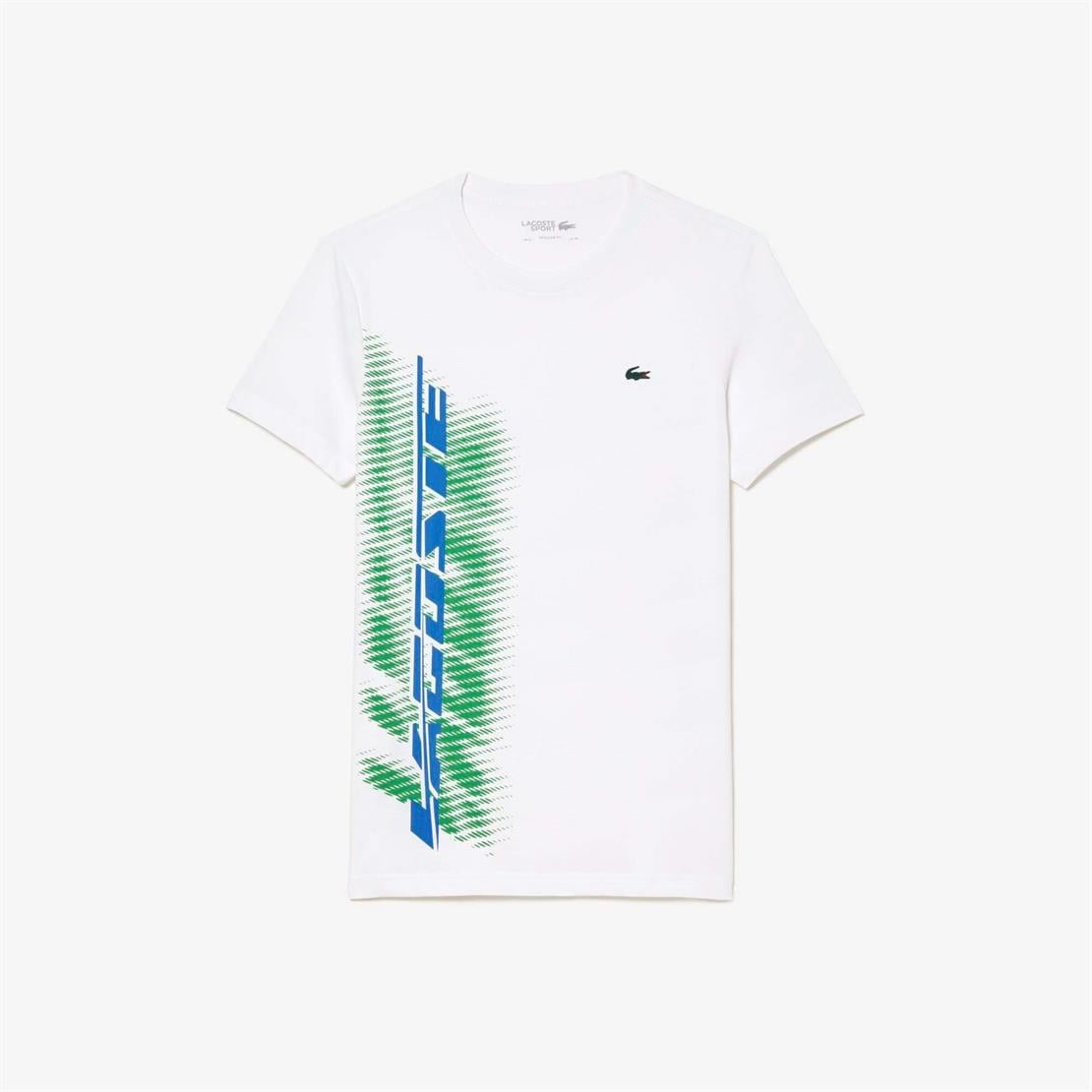 Lacoste Lacoste SPORT Erkek Regular Fit Bisiklet Yaka Organik Pamuk Baskılı Beyaz T-Shirt