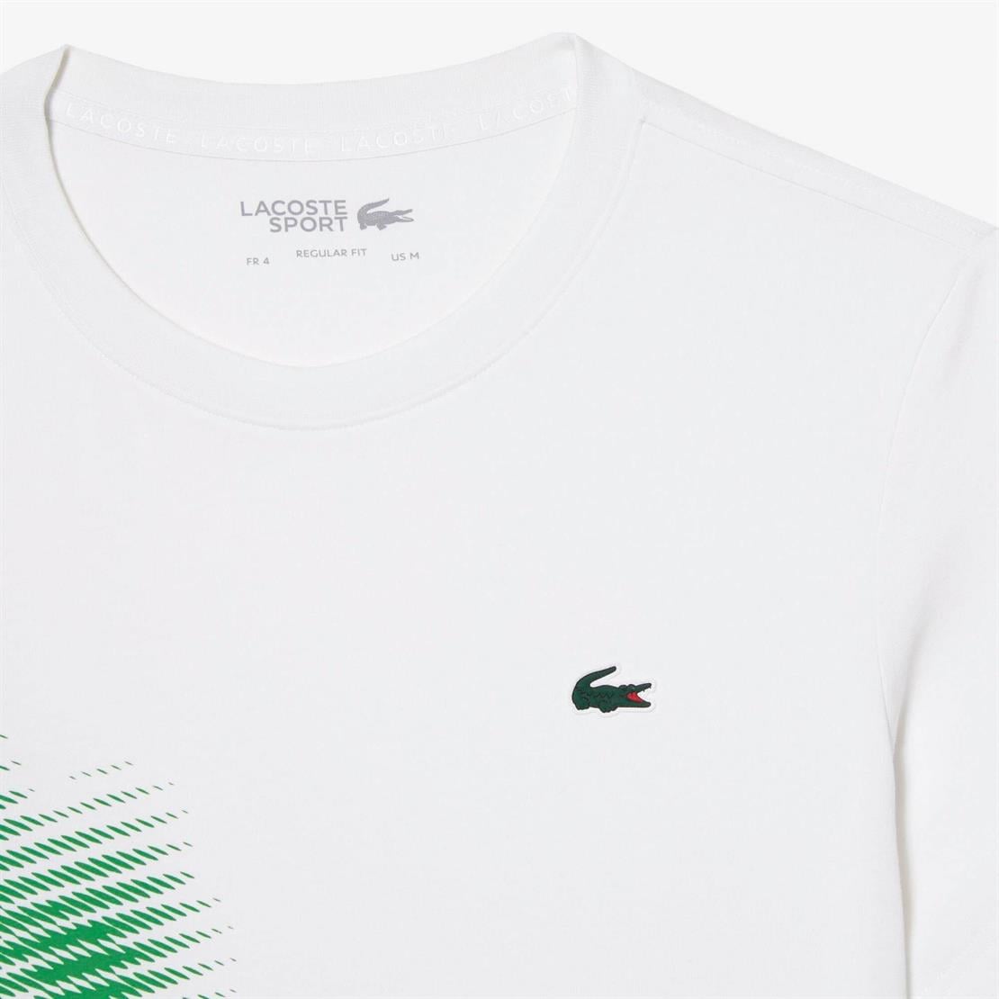 Lacoste Lacoste SPORT Erkek Regular Fit Bisiklet Yaka Organik Pamuk Baskılı Beyaz T-Shirt