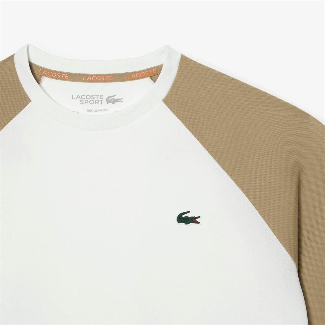 Lacoste Lacoste SPORT Erkek Regular Fit Bisiklet Yaka Renk Bloklu Beyaz T-Shirt